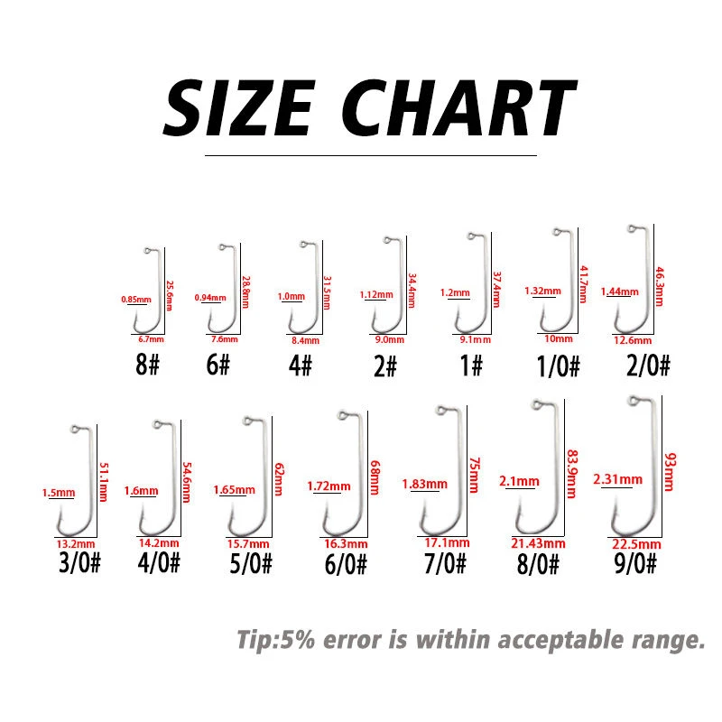 90 degree jig hooks size chart 90 degree jig hooks size chart