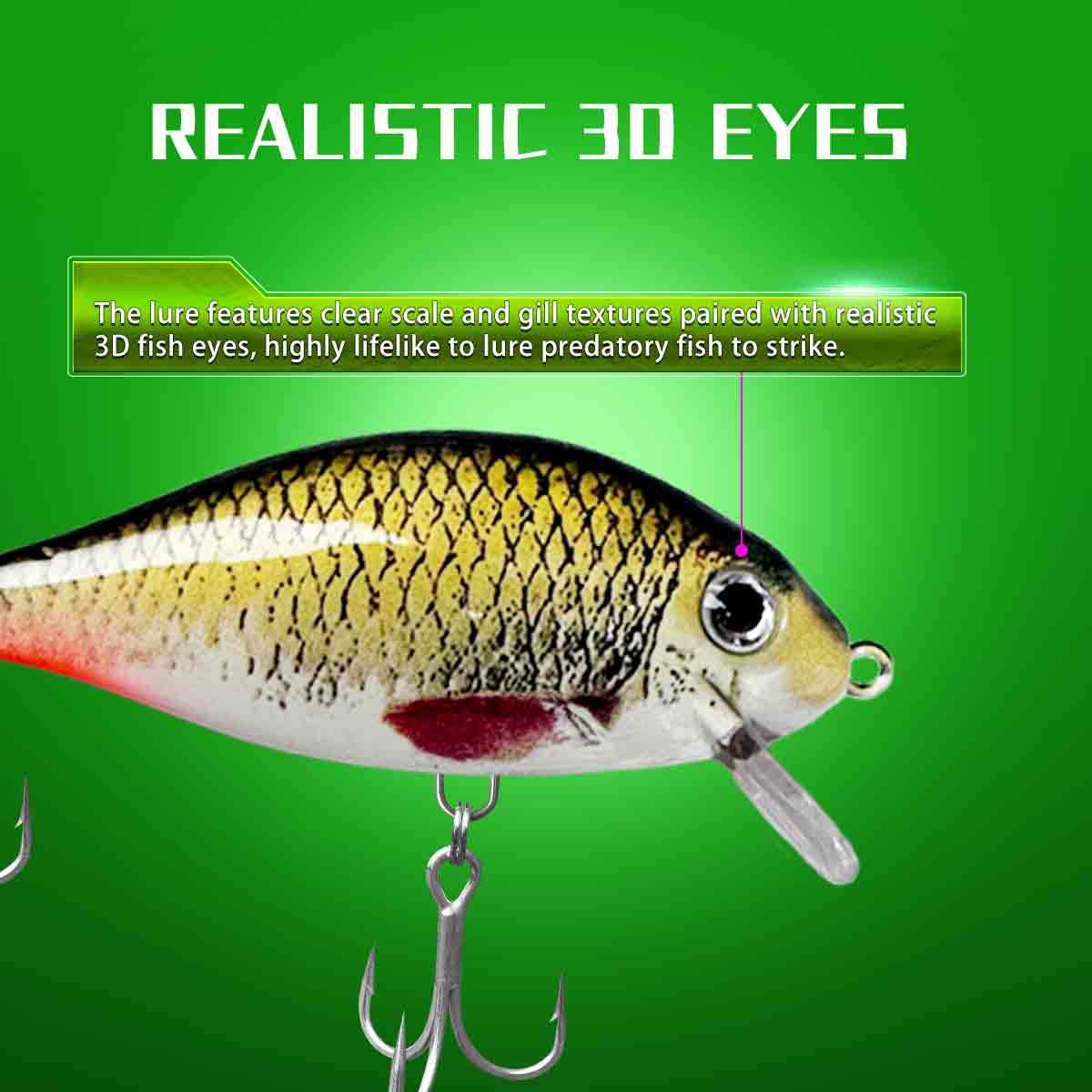 Floating Minnow Bait realistic 3D fish eyes