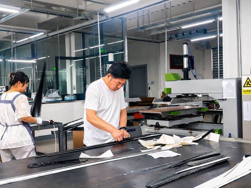 Carbon fiber prepreg cutting for fishing rod blank production Carbon fiber prepreg cutting for fishing rod blank production