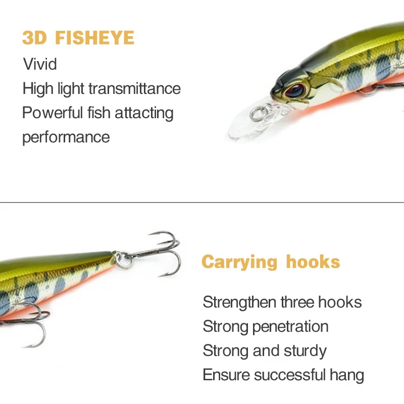 Suspending Minnow Lure with treble hooks Suspending Minnow Lure with treble hooks
