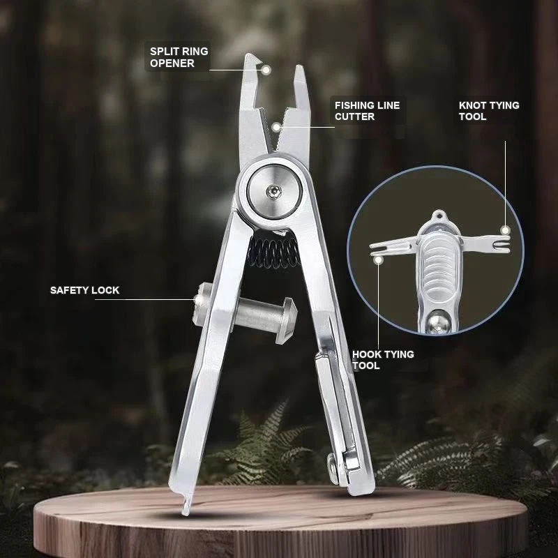 Multi Function Braided Fishing Pliers with Split Ring Opener and Line Cutter Multi Function Braided Fishing Pliers with Split Ring Opener and Line Cutter