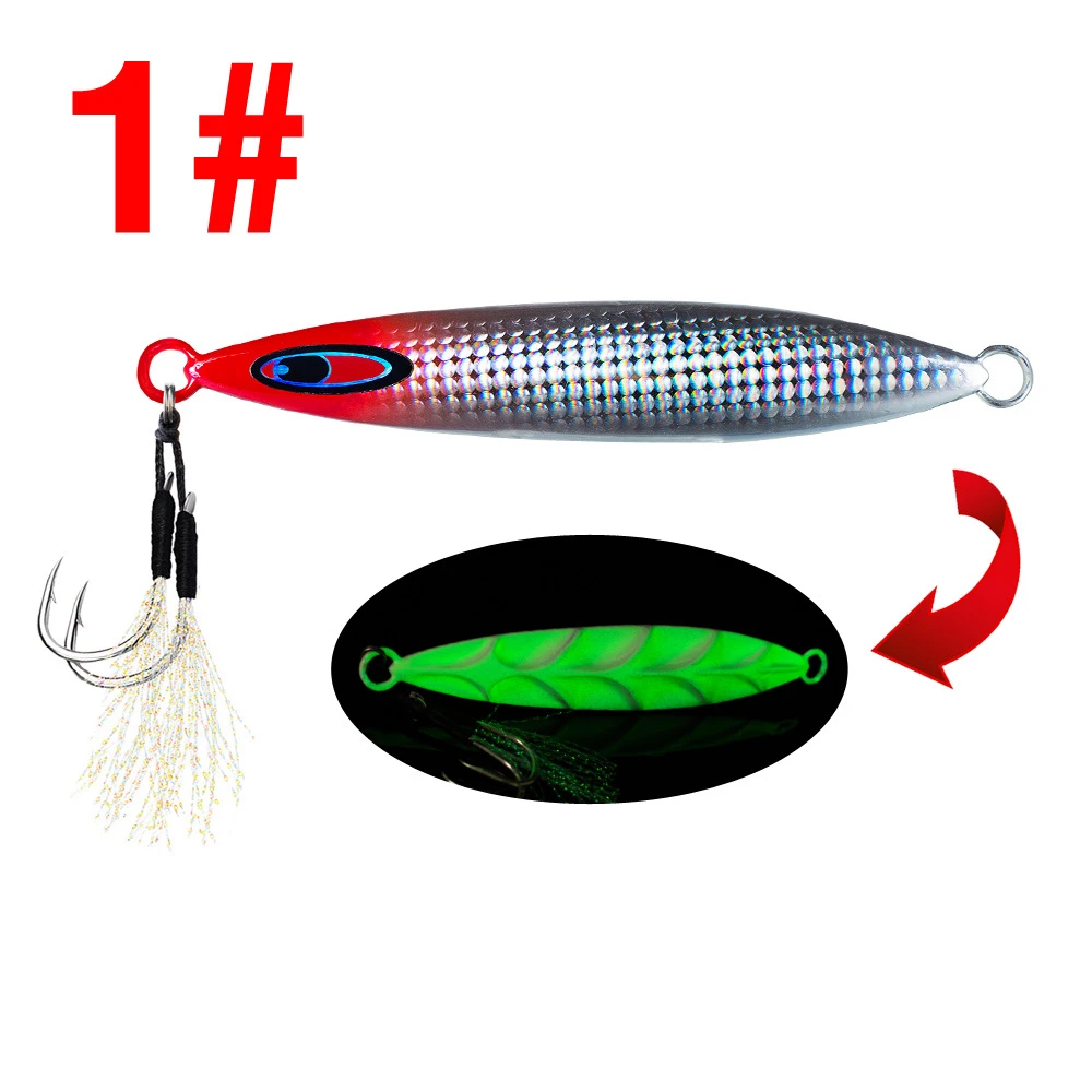 Red silver glow-back metal jig Red silver glow-back metal jig