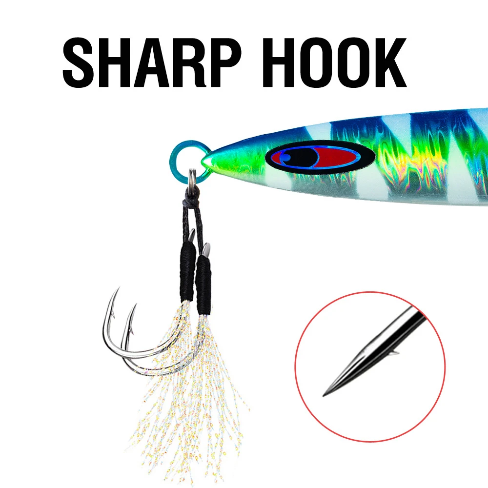 Sharp double assist hooks for OEM metal jig Sharp double assist hooks for OEM metal jig