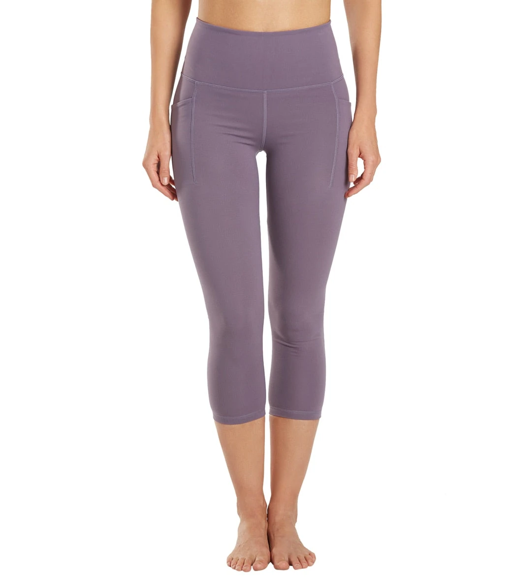 7269408342059-purpletaupe-1a.webp Uphold Solid High Waisted Capri Leggings With Pockets 21" - Image 1