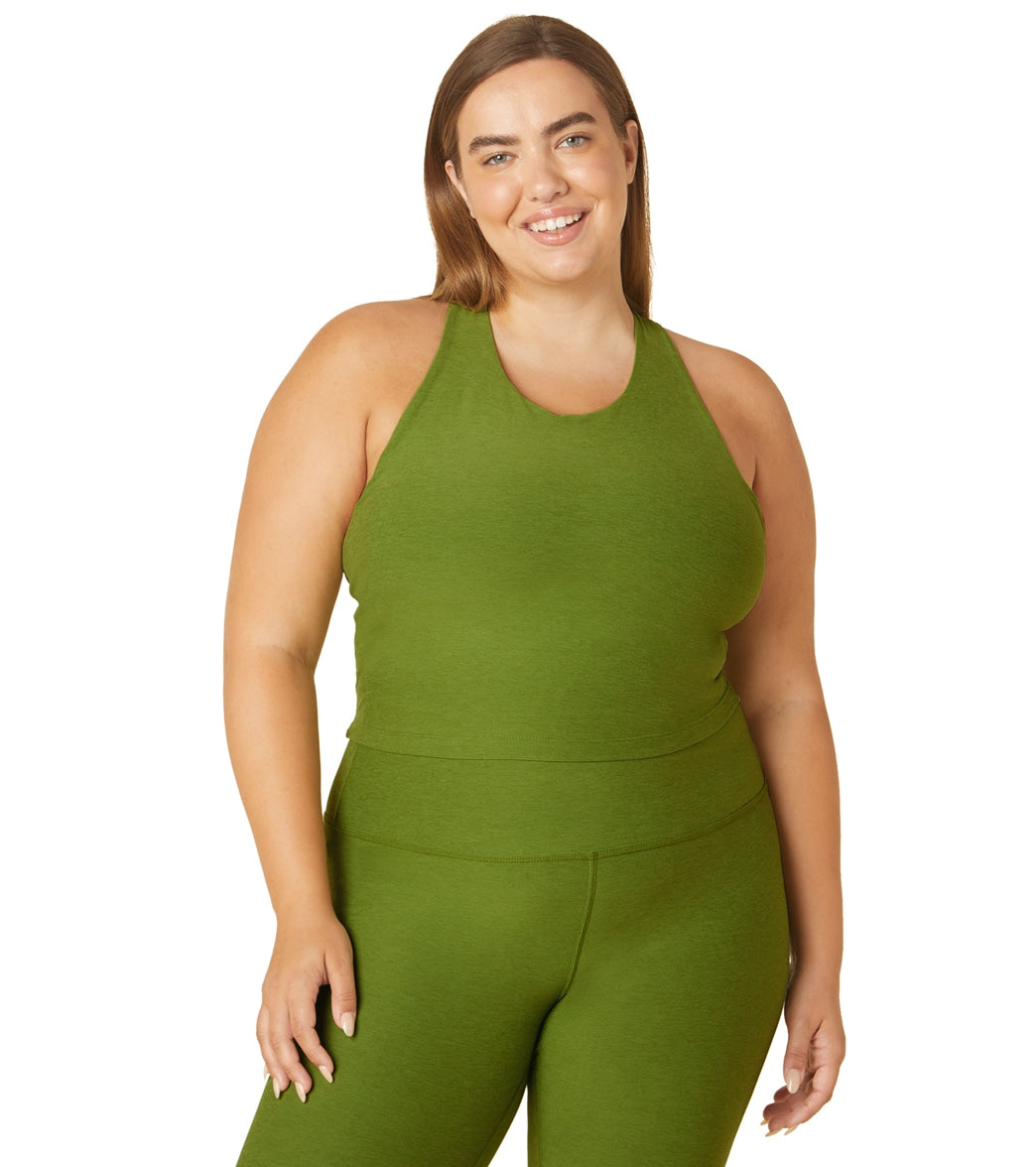 7269607145515-ferngreenheather-1a.jpg Plus Size Spacedye Focus Cropped Tank - Image 1