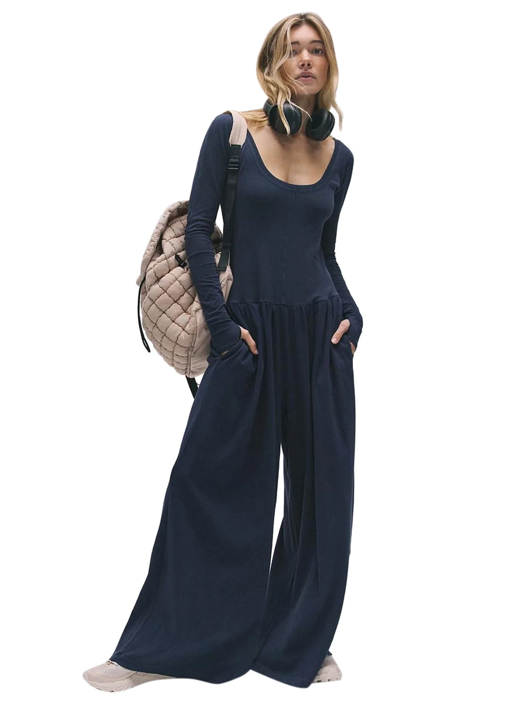 7363390930987-midnightnavy-1a.webp FP Movement Hot Shot Wide Leg Onesie Jumpsuit - Image 1